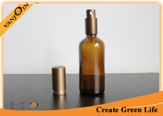 China Amber Essential Oil Glass Bottles 100ml With Aluminum Sprayer , Empty Glass Oil Bottles supplier