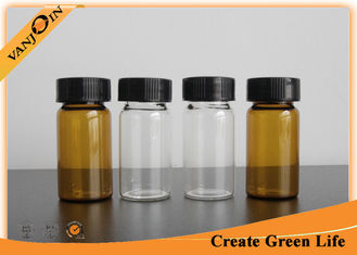China 20ml Clear Or Amber Empty Small Glass Vials With Plastic Screw Cap , Brown Glass Bottles supplier