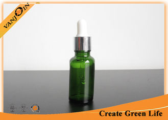 China 20ml Dark Green Essential Oil Glass Bottles With Sliver Dropper Cap , Miniature Glass Bottles supplier