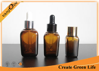 China Square Amber Essential Oil Glass Bottles 25ml Small Essential Oil Containers supplier