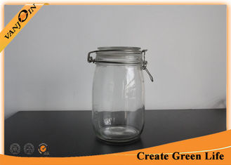 China Flint 1000ml Kitchen Glass Storage Jars with Clamp Lids , Glass Jars with Lids Wholesale supplier
