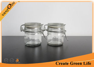 China Cylinder 100ml Glass Storage Containers with Glass Lids , Glass Storage Jars for Kitchen supplier