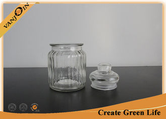 China Household 250ml Clear Glass Kitchen Storage Jars with Glass Lids for Tea / Coffee / Sugar supplier
