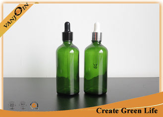 China Essential Oils Glass Bottles 100ml Green Boston Round Glass Bottle With Dropper supplier