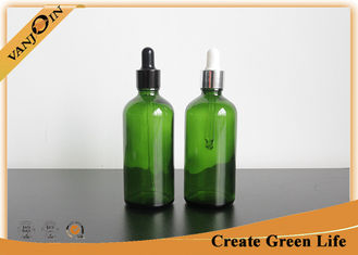 China Essential Oils Glass Bottles 100ml Green Boston Round Glass Bottle With Dropper supplier