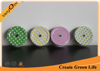 China Logo Painted Customized Mason Jar Lid With Hole , Bottle Caps for Glass Mason Jars supplier