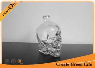 China 395ml Engraved Skull Shape Head Vodka Wine Glass Bottles For Halloween , Specialty Bottle supplier