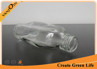 China Clear Short Neck 230ml Flat Glass Liquor Bottles with Screw Top , Small Wine Bottles supplier