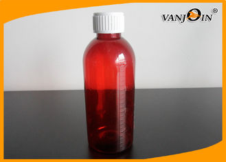 China 200ml Amber PET Pharmacy Liquid Plastic Medicine Bottles / Graduated Syrup Bottle with Lid supplier