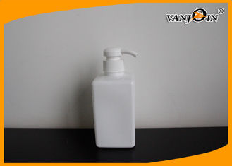 China 400ML Square White Plastic Cosmetic Bottles Shower Gel Bottle Fashion Pump supplier