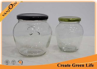 China 550ml Food Storage Glass Honey Jar With Black Lid 110mm Diameter supplier