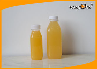 China Transparent 8oz / 250ml Square PET Plastic Juice Bottles with Tamper Caps supplier