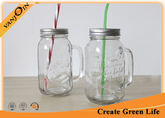 China Transparent 22oz 680ml Embossing Eco Mason Glass Jars With Screw supplier