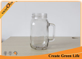 China Beer Use Wide Mouth Glass 1 Liter Mason Jar With Handle Square Mug supplier