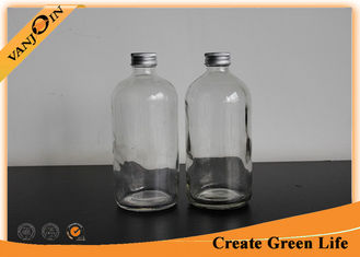 China Boston Round 16oz Cold Pressed Glass Beverage Bottles with Aluminium Cap supplier