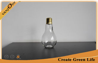 China 500ml Light Bulb Shaped Clear Glass Beverage Bottles Wiht Golden Cap supplier