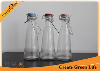 China 500 ml Glass Vintage Milk Bottles With Ceramic Lid / Wire Handle supplier
