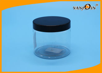 China 360ML Round Wide Mouth PET Plastic Food Jar Candy Jar With Black Lid supplier