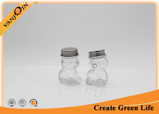 China 80ml Bear Shape Food Storage Candy Glass Jars , Spice Glass Jar With Stainless Steel Lid supplier