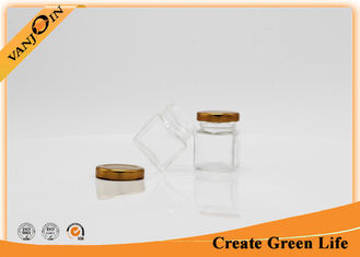 China 50ml Square Shape Food Storage Honey Glass Jar With Gold Cap supplier