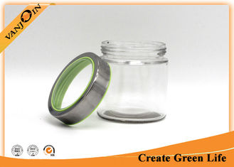 China 800ml glass food storage jars / Bottle With Visible Metal Screw Lid supplier