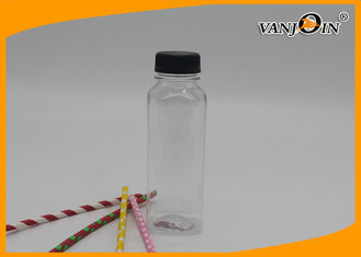 China 300 Ml french square Plastic Juice Bottles custom sticker , PET supplier