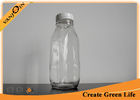 China Clear 16oz 500ml French Square Glass Bottles With Screw Cap for Juice / Beverage Packaging factory