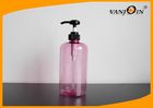 China Pink / Brown / Orange PET Cosmetic Bottles with Pump Boston Round 850ml for Shampoo factory