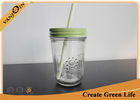 China Custom Embossed Logo 8oz Tapered Small Glass Mason Jars with Lids And Straw factory