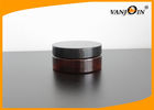 China Dark Amber 150ml PET Plastic Cream Jar with Black PP Screw Cap , Plastic Cosmetic Jars factory