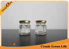 China 1.5oz Hexagon Glass Food Storage Containers With Gold Metal Lid , Sealable Glass Jar factory