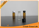China 12ml Small Clear and Amber Glass Vials With Black Screw Plastic Caps , Mini Glass Container factory