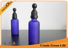 China 50ml Blue Frosted Blue or Amber Glass Bottles for Essential Oils With Dropper Cap factory