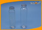China 300ml Transparent  Plastic Juice Bottle Cylindrical Plastic Fruit Tea Bottle with Aluminum Lid factory