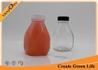 China 16oz French Square Glass Bottles , Squat Glass Juice Bottles With Plastic Tamper Evident Cap factory