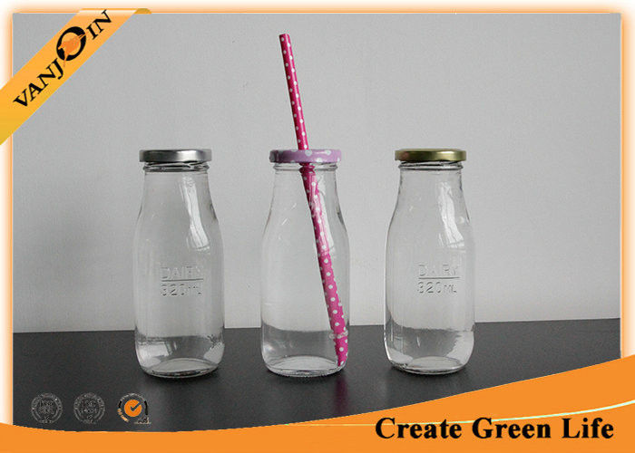 320ml Clear Glass Beverage Bottles For Milk Or Juice Empty Glass Bottles Wholesale