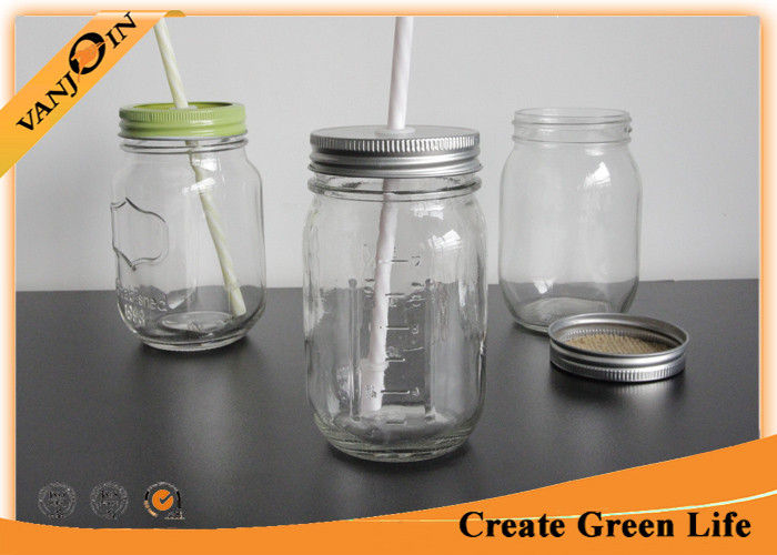 Embossed 16oz Square Mason Jar. Lids Separate