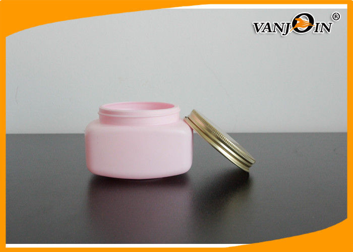 Pink Square HDPE Plastic Cream Jar with Screw Caps , Cosmetic Packaging Jars