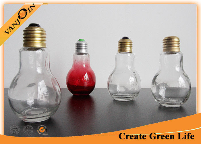 Bulb Shape Glass Beverage Bottles / Small 100ml Glass Bottles with Gold Metal Screw Lid