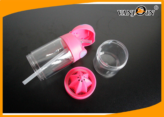 Custom Orange Lemon Fruit Juice Plastic Drink Bottles with Straw , Plastic Empty Water Bottles