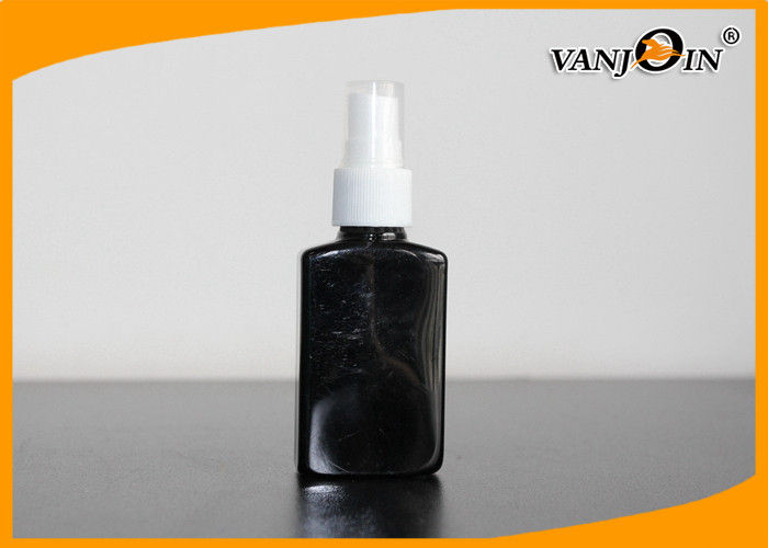 50ML Black Refillable Lotion / Perfume Plastic Bottle With Mist Sprayer