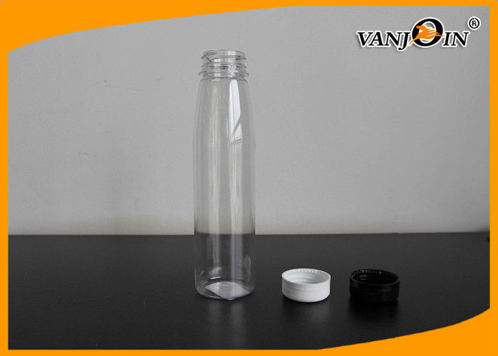 Tamper Proof Cap PET Round Plastic Juice Bottles For Orange Beverage