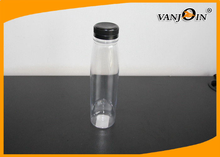 Tamper Proof Cap PET Round Plastic Juice Bottles For Orange Beverage