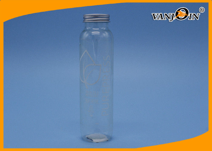 400ml Plastic Juice Bottle , Round Clear PET Juice Bottle For Beverage