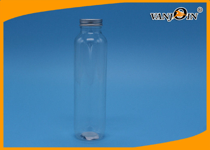 400ml Plastic Juice Bottle , Round Clear PET Juice Bottle For Beverage