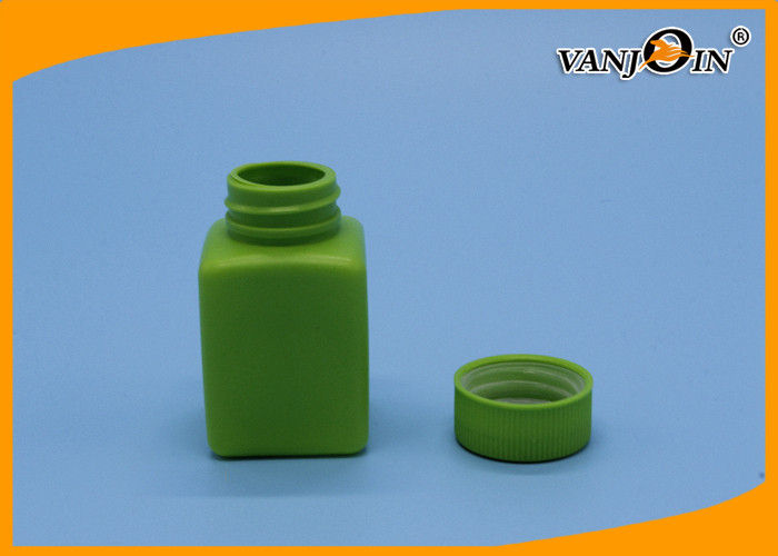 100ml Green HDPE Square Plastic Pharmacy Bottles 100ml for Pill Medicine Packaging