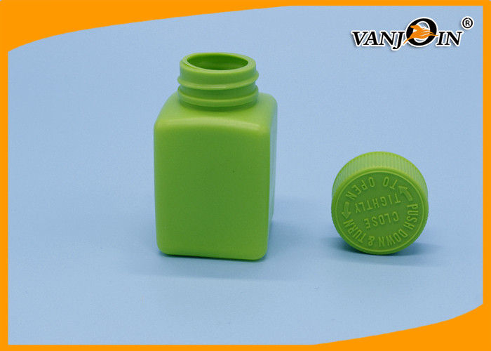 100ml Green HDPE Square Plastic Pharmacy Bottles 100ml for Pill Medicine Packaging