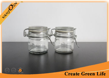 Cylinder 100ml Glass Storage Containers with Glass Lids , Glass Storage Jars for Kitchen