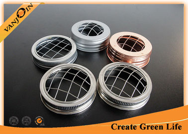 Mason Jar Metal Flower Frog Bottle Lids / Bottle Caps Silver Color 70mm or Customized