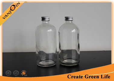 Boston Round 16oz Cold Pressed Glass Beverage Bottles with Aluminium Cap